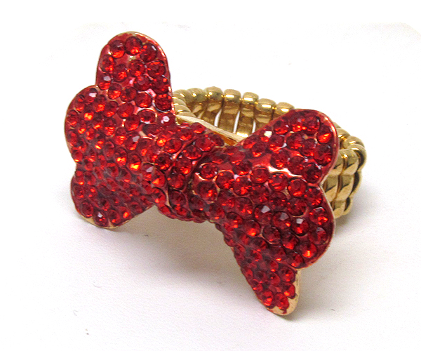 Crystal stud ribbon stretch ring