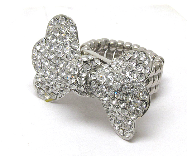 Crystal stud ribbon stretch ring