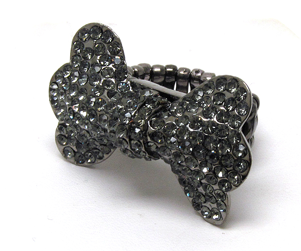 Crystal stud ribbon stretch ring