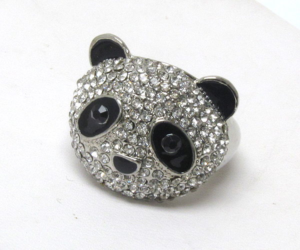 Crystal stud panda stretch ring