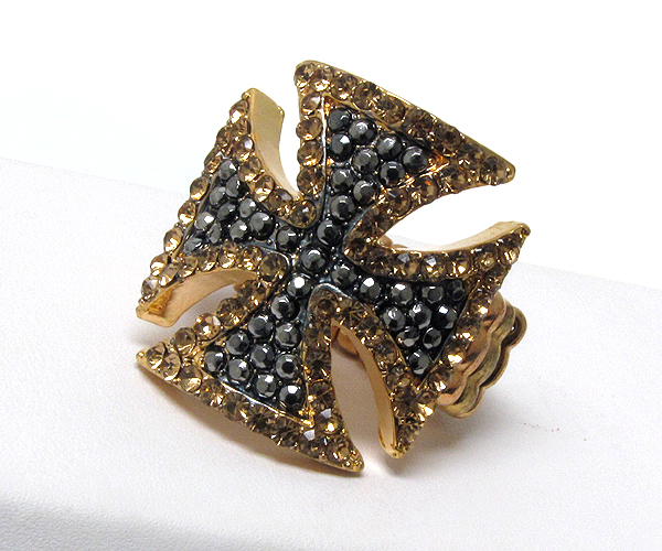 Crystal stud cross stretch ring