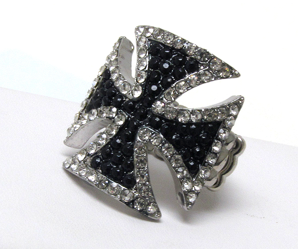 Crystal stud cross stretch ring