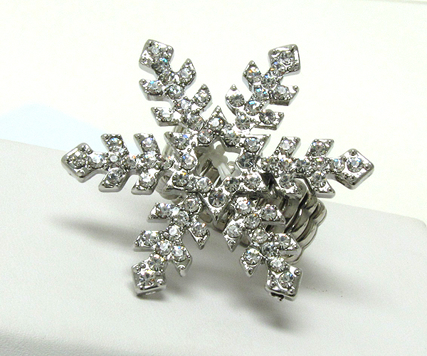 Crystal stud snowflake stretch ring