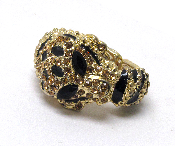 Crystal stud leopard stretch ring