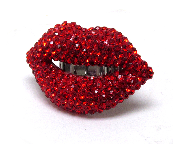 Crystal stud valentine lips stretch ring -valentine