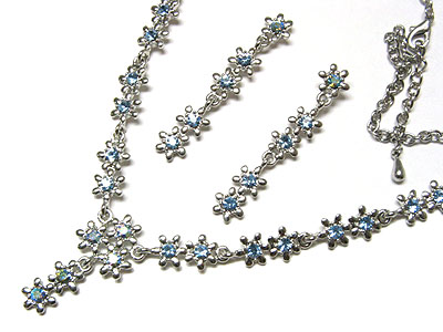 Boutique style crystal flower necklace and earring set