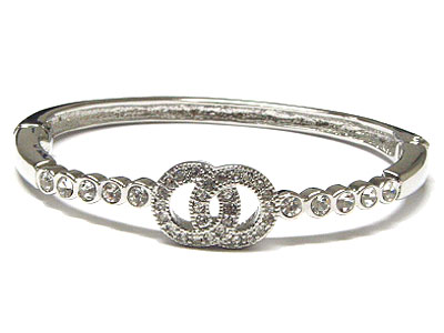 Crystal dual round link bangle