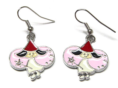 Made in korea whitegold plating crystal enamel halloween fairy earring