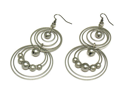 Multi and double drop metal hoop and ball link earring - hoops