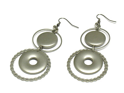 Double drop metal hoop and donut earring - hoops