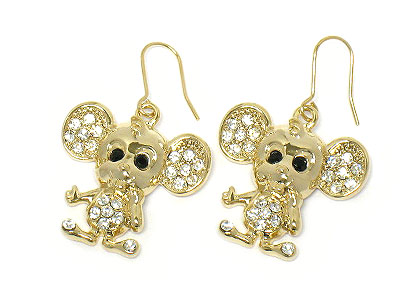 Crystal cartoon character mouse earring