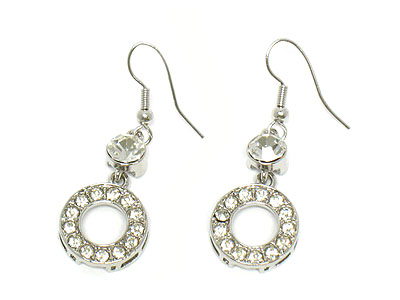 Made in korea whitegold plating crystal hoop drop earring - hoops