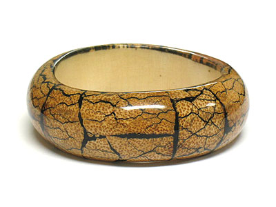 Glossy coating hand crafted marble look wooden bangle bracelet