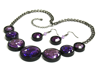 Large multi epoxy stone link necklace set