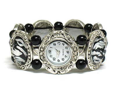 Animal print epoxy ling stretch band watch