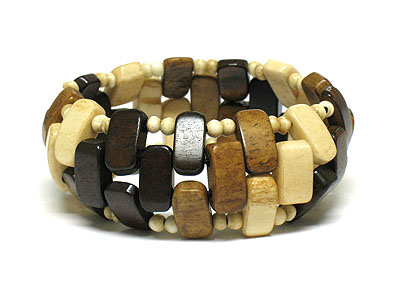 Multi wooden bead stretch bracelet