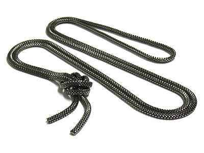 Metal mesh long single necklace - tie and wear