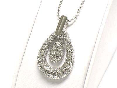 Made in korea whitegold plating crystal dual tear drop necklace