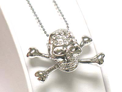 Made in korea whitegold plating crystal skull necklace