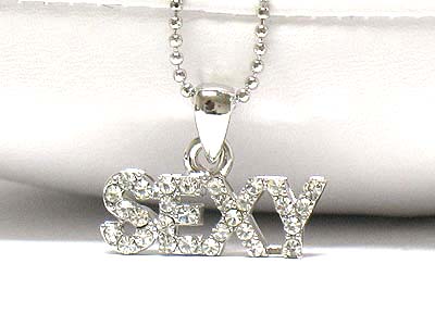 Made in korea whitegold plating crystal sexy letter necklace