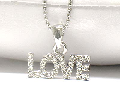 Made in korea whitegold plating crystal love letter necklace