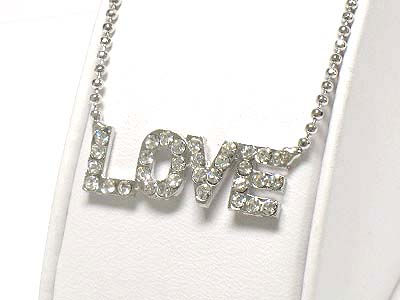 Made in korea whitegold plating crystal love letter necklace