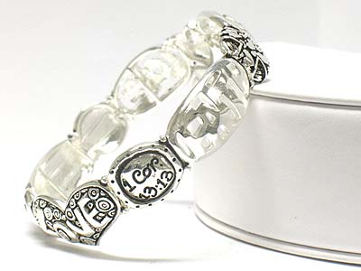 Bible phrase inscribed metal multi shape stretch bracelet