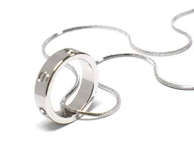 Made in korea whitegold plating crystal stud metal ring necklace