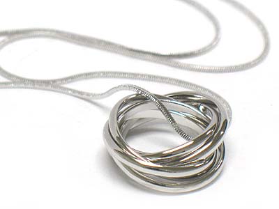 Made in korea whitegold plating multi metal ring link necklace