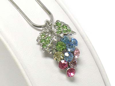 Made in korea whitegold plating crystal grape necklace