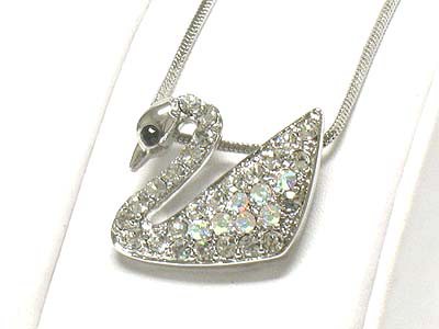 Made in korea whitegold plating crystal swan necklace