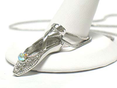 Made in korea whitegold plating crystal vallet shoe necklace