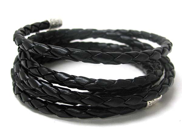 Long coiled synthetic leather bracelet