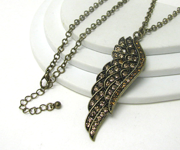 Crystal stud angel wing necklace 