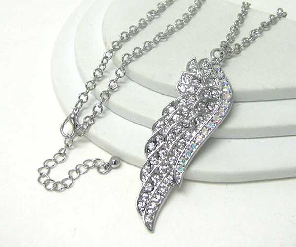 Crystal stud angel wing necklace 