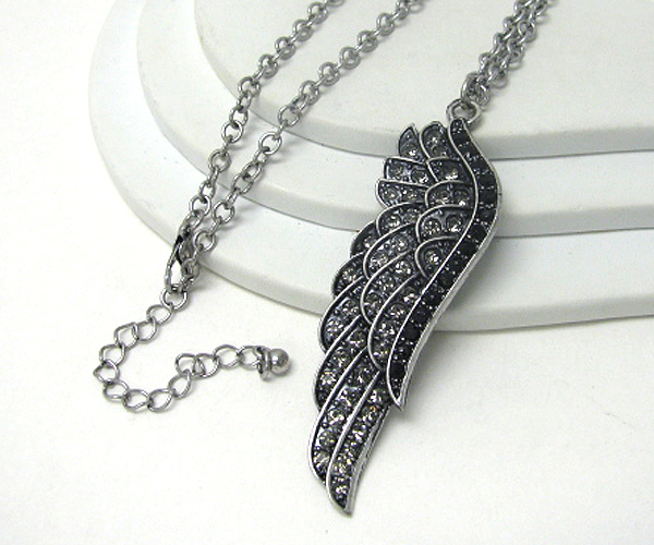 Crystal stud angel wing necklace 