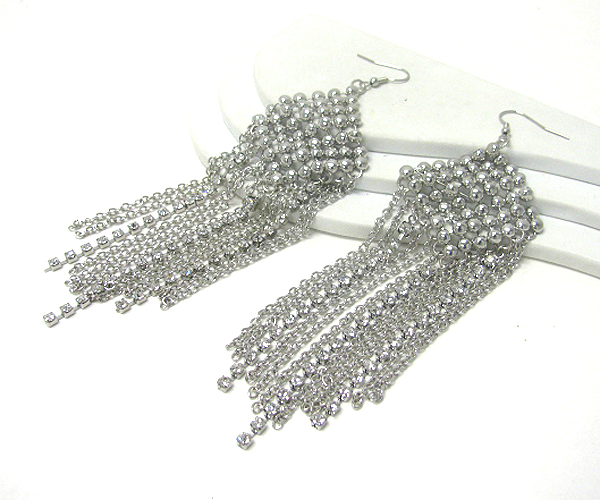 Multi metal ball and chain drop tassel earring