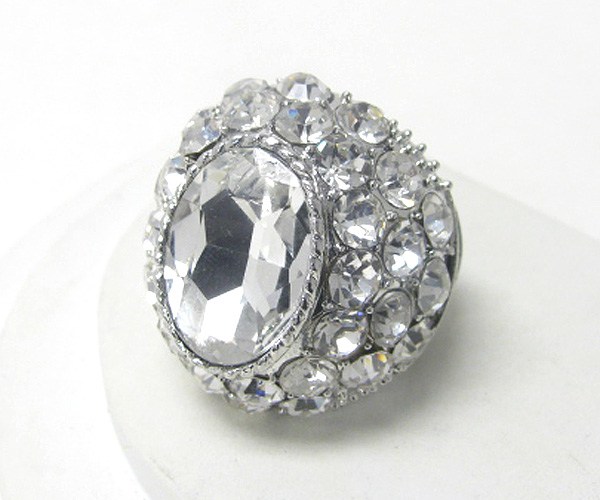 Facet glass and multi crystal stud stretch ring