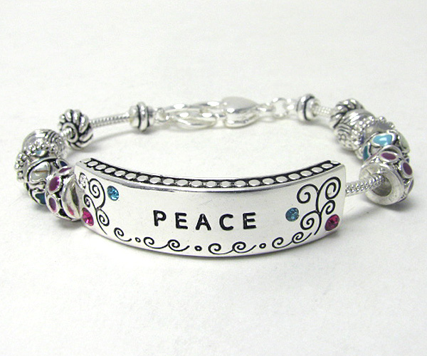 Message plate and multi charm link bracelet