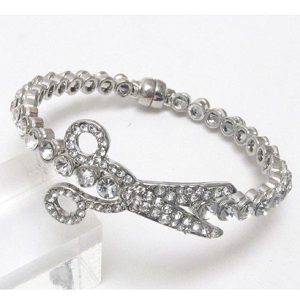 Crystal scissors magnetic clasp bracelet