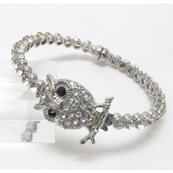 Crystal owl magnetic clasp bracelet