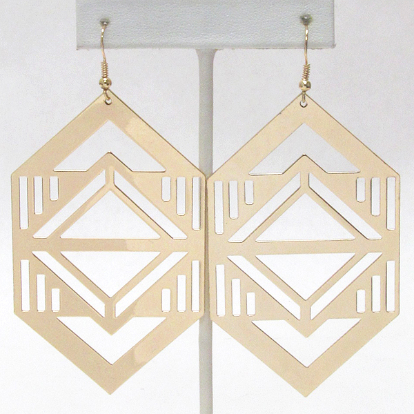 Architectural chevron pattern large metal earring