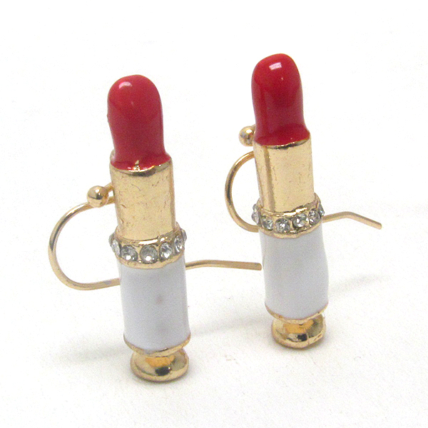 Premier electro plating crystal and epoxy deco lip stick earring