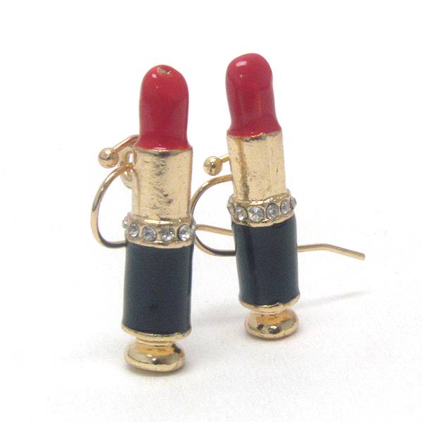 Premier electro plating crystal and epoxy deco lip stick earring