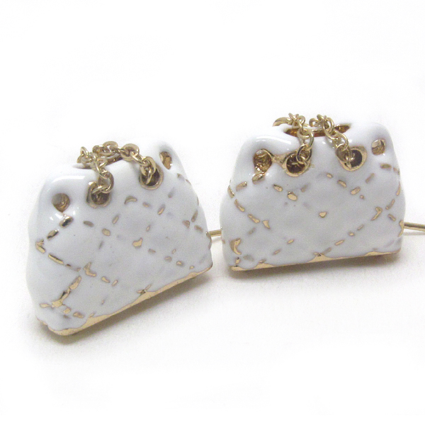 Premier electro plating epoxy deco handbag earring