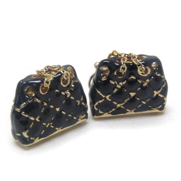 Premier electro plating epoxy deco handbag earring