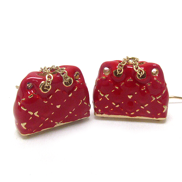 Premier electro plating epoxy deco handbag earring