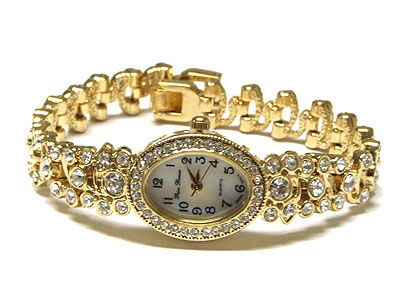 Swarovski crystal brass casting oval face luxury watch