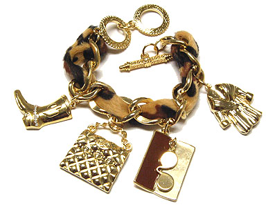 Animal print fashion theme charm bracelet