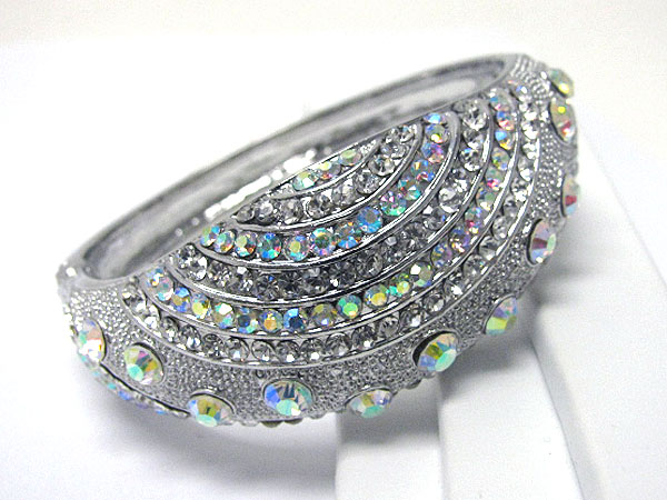 Crystal stud metal deco hinge bangle